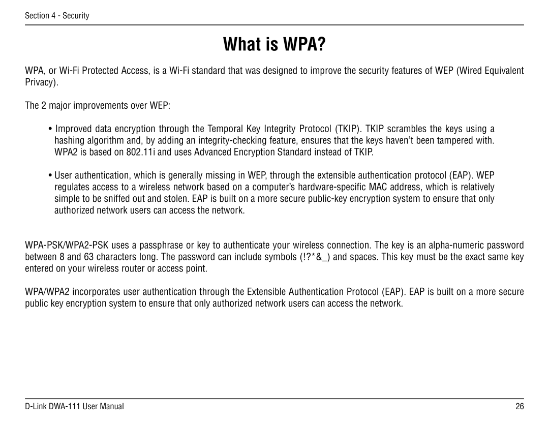 D-Link DWA-111 manual What is WPA? 