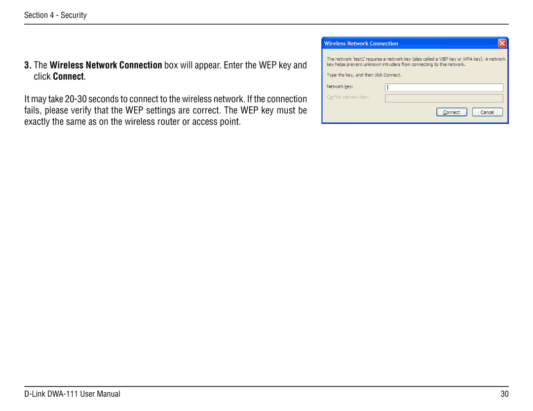 D-Link DWA-111 manual Security 