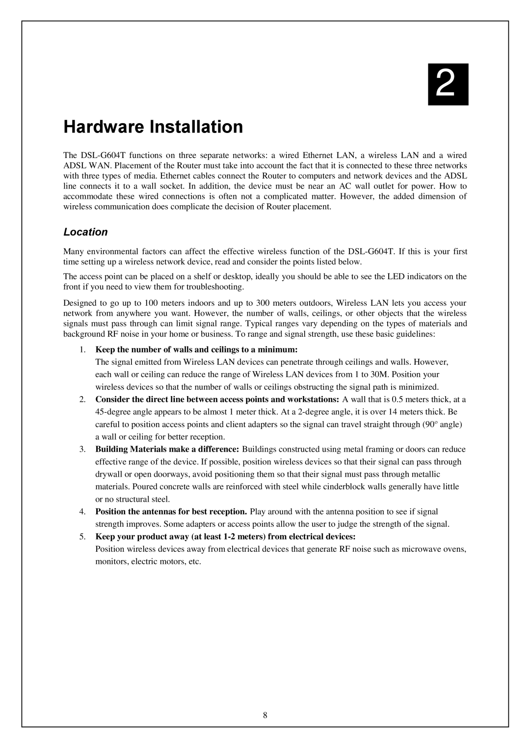 D-Link DWA-140 manual Hardware Installation, Location 