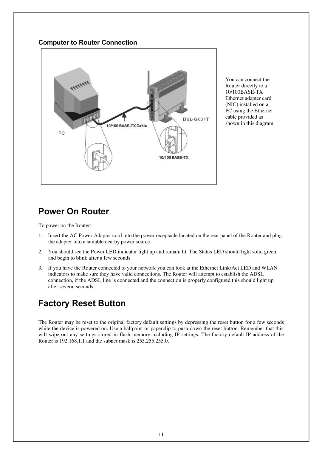 D-Link DWA-140 manual Computer to Router Connection 