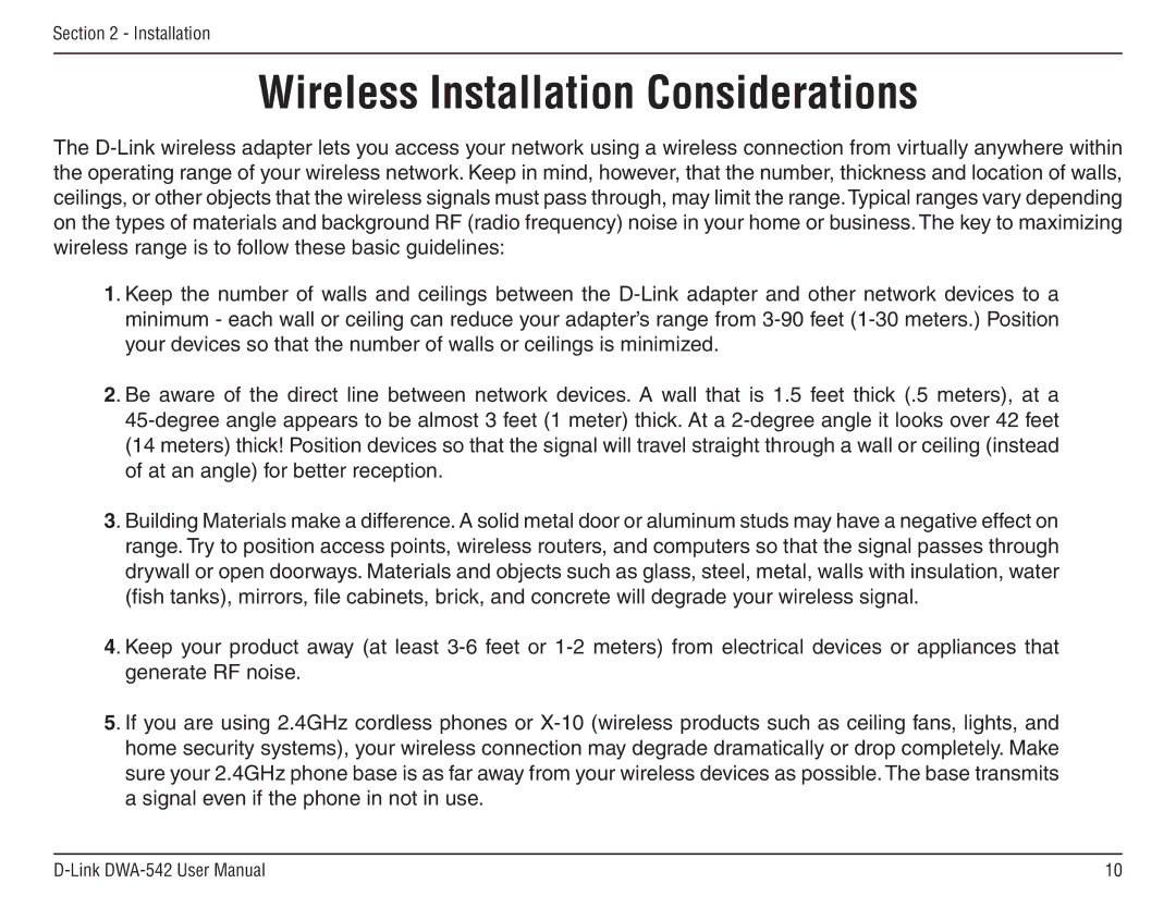 D-Link DWA-54 manual Wireless Installation Considerations 