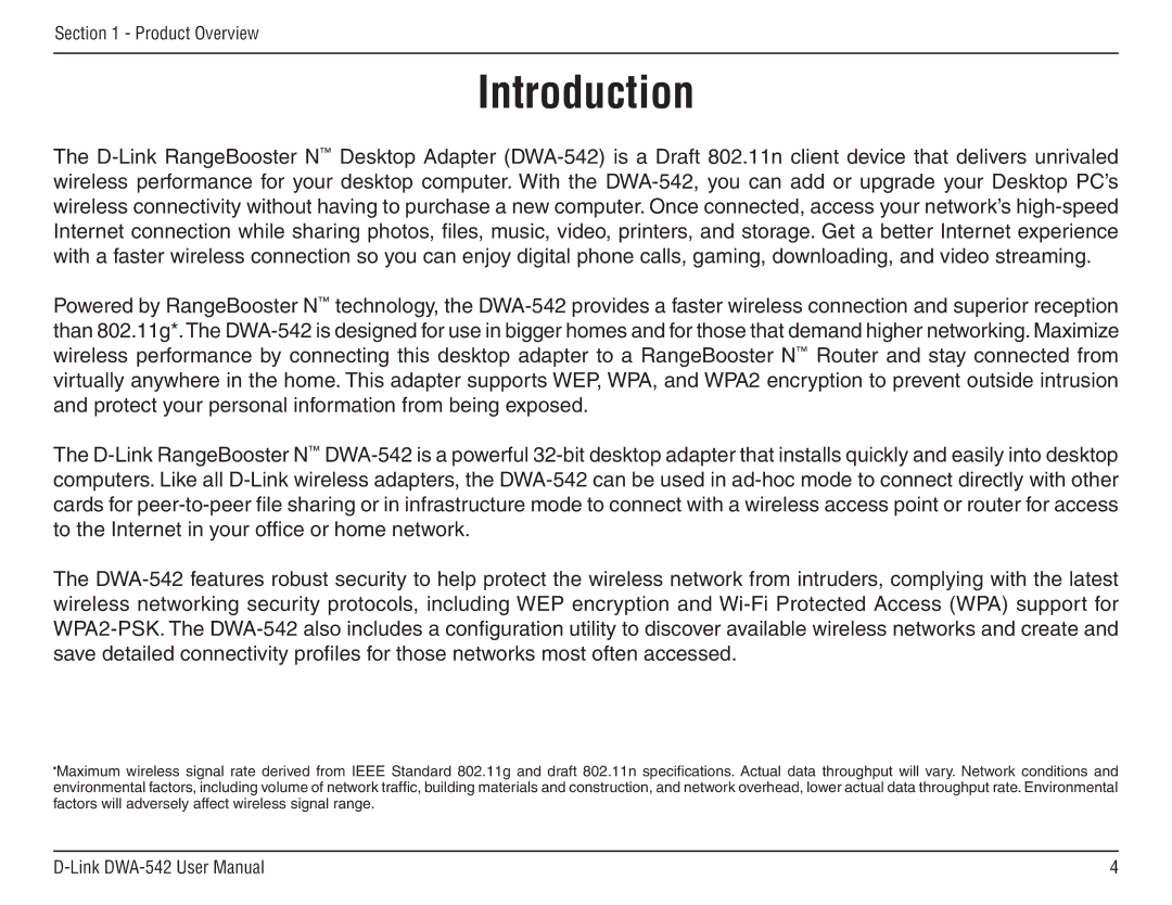 D-Link DWA-54 manual Introduction 