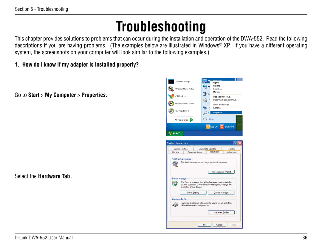 D-Link DWA-55 manual Troubleshooting 