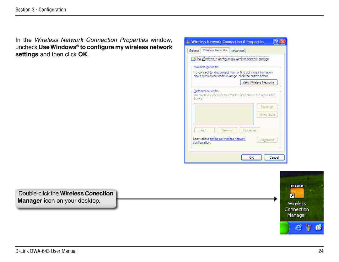 D-Link DWA-643 manual Manager icon on your desktop 