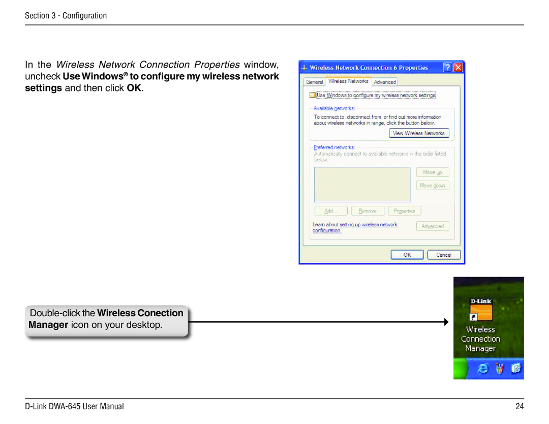 D-Link DWA-645 manual Manager icon on your desktop 