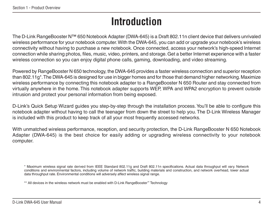 D-Link DWA-645 manual Introduction 