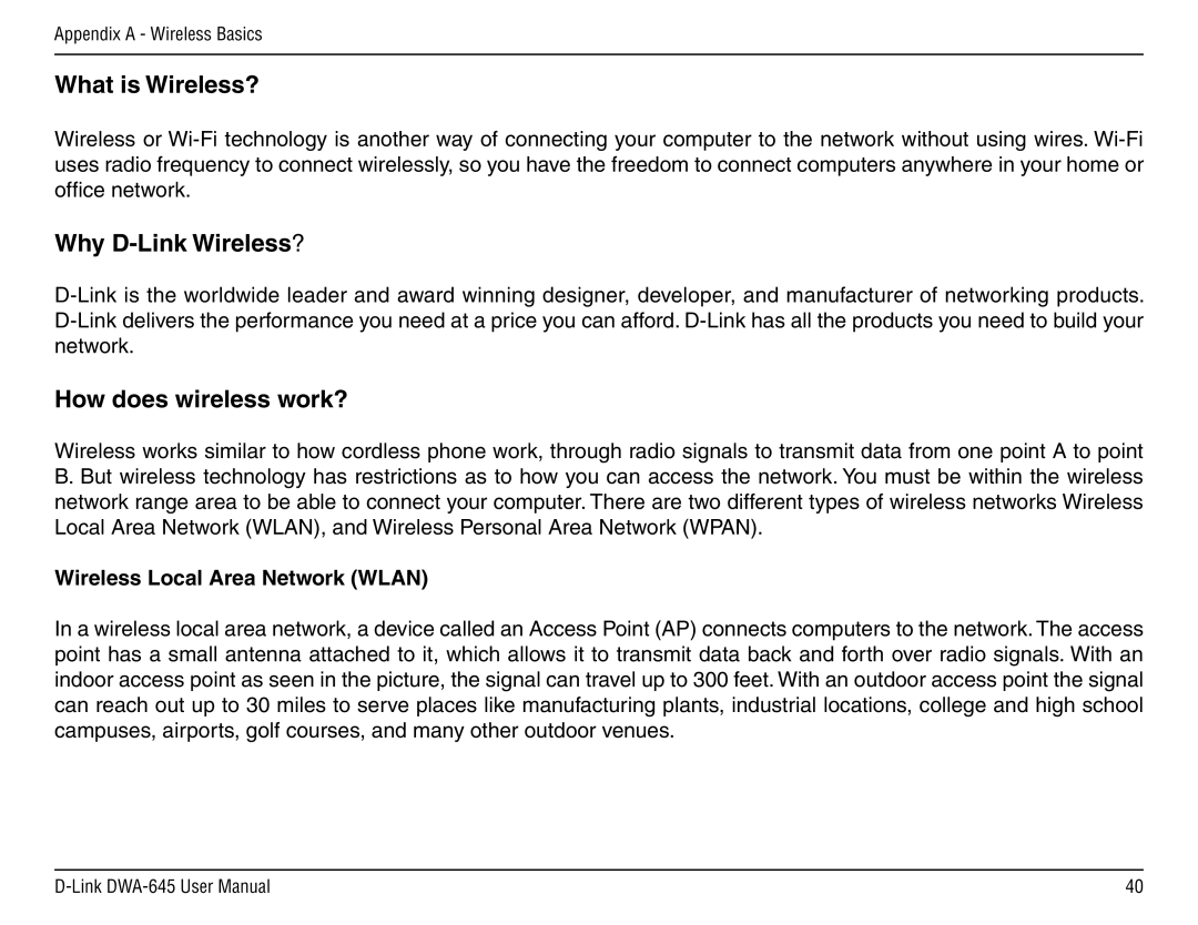 D-Link DWA-645 manual What is Wireless?, Wireless Local Area Network Wlan 