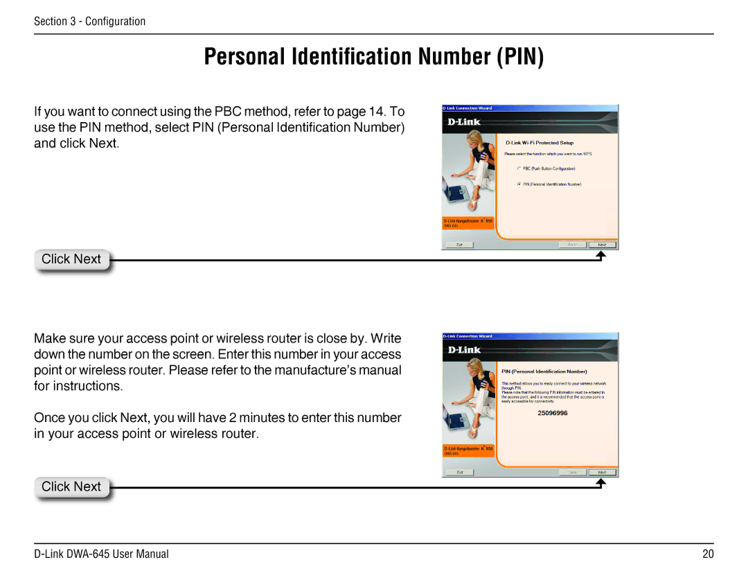 D-Link DWA-645 manual Personal Identification Number PIN 