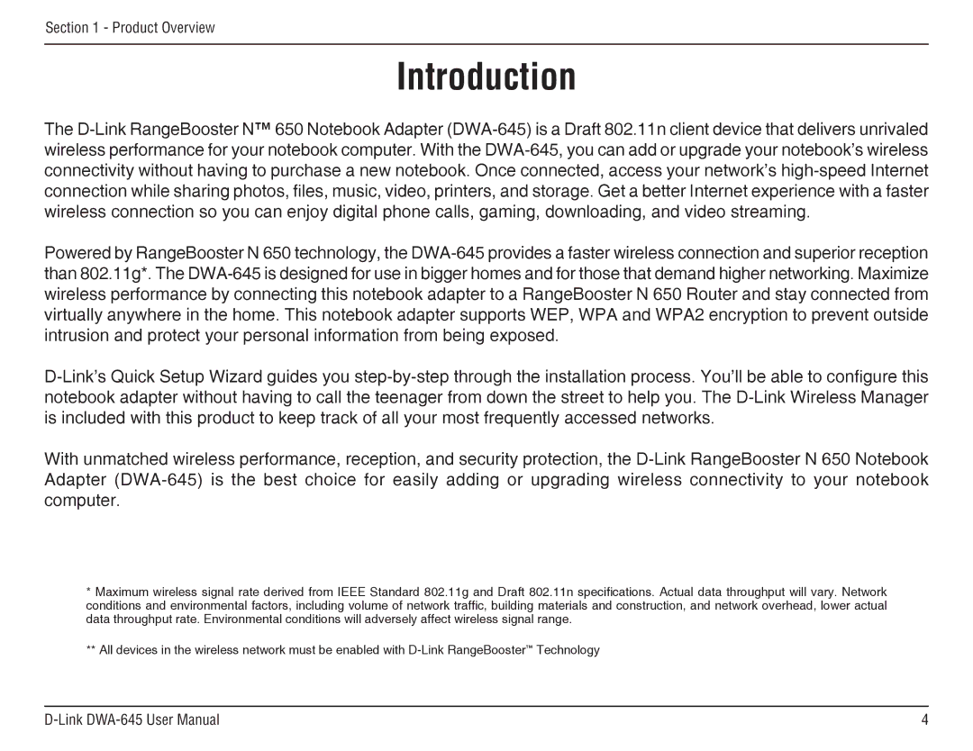 D-Link DWA-645 manual Introduction 