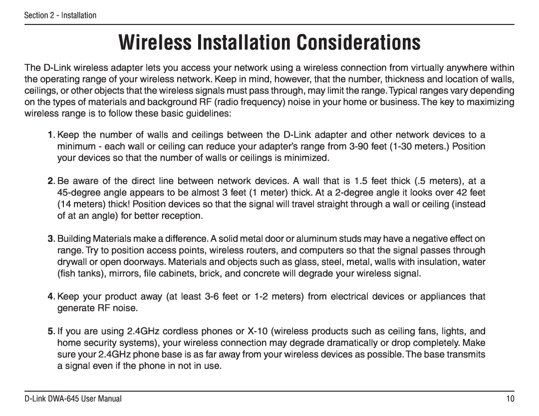 D-Link DWA-645 manual Wireless Installation Considerations 