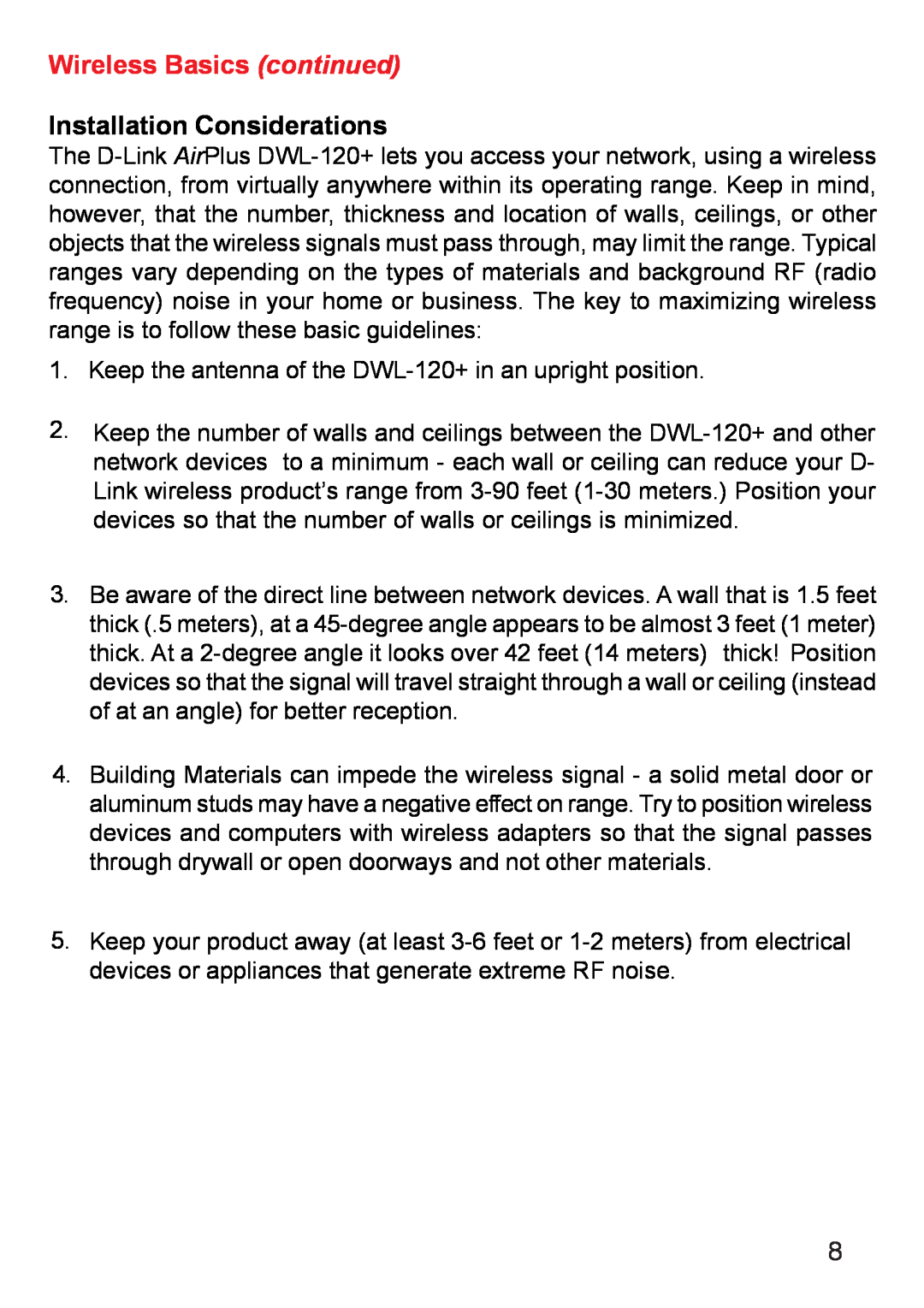 D-Link DWL-120+ manual Installation Considerations, Wireless Basics continued 