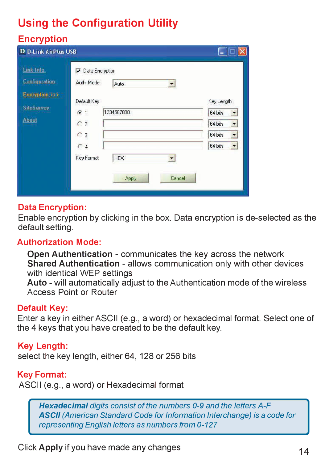 D-Link DWL-120+ manual Data Encryption 