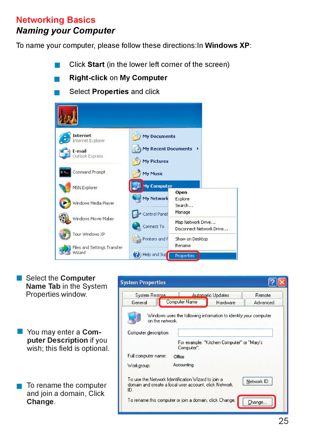 D-Link DWL-120+ manual Naming your Computer 