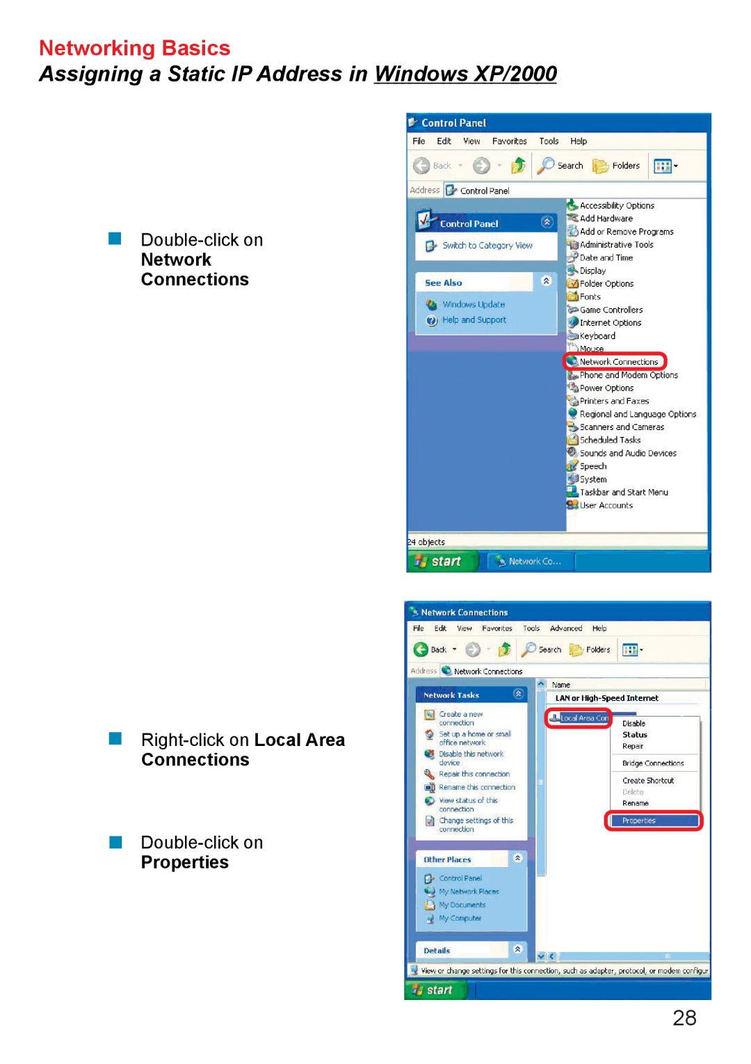 D-Link DWL-120+ manual Network Connections 