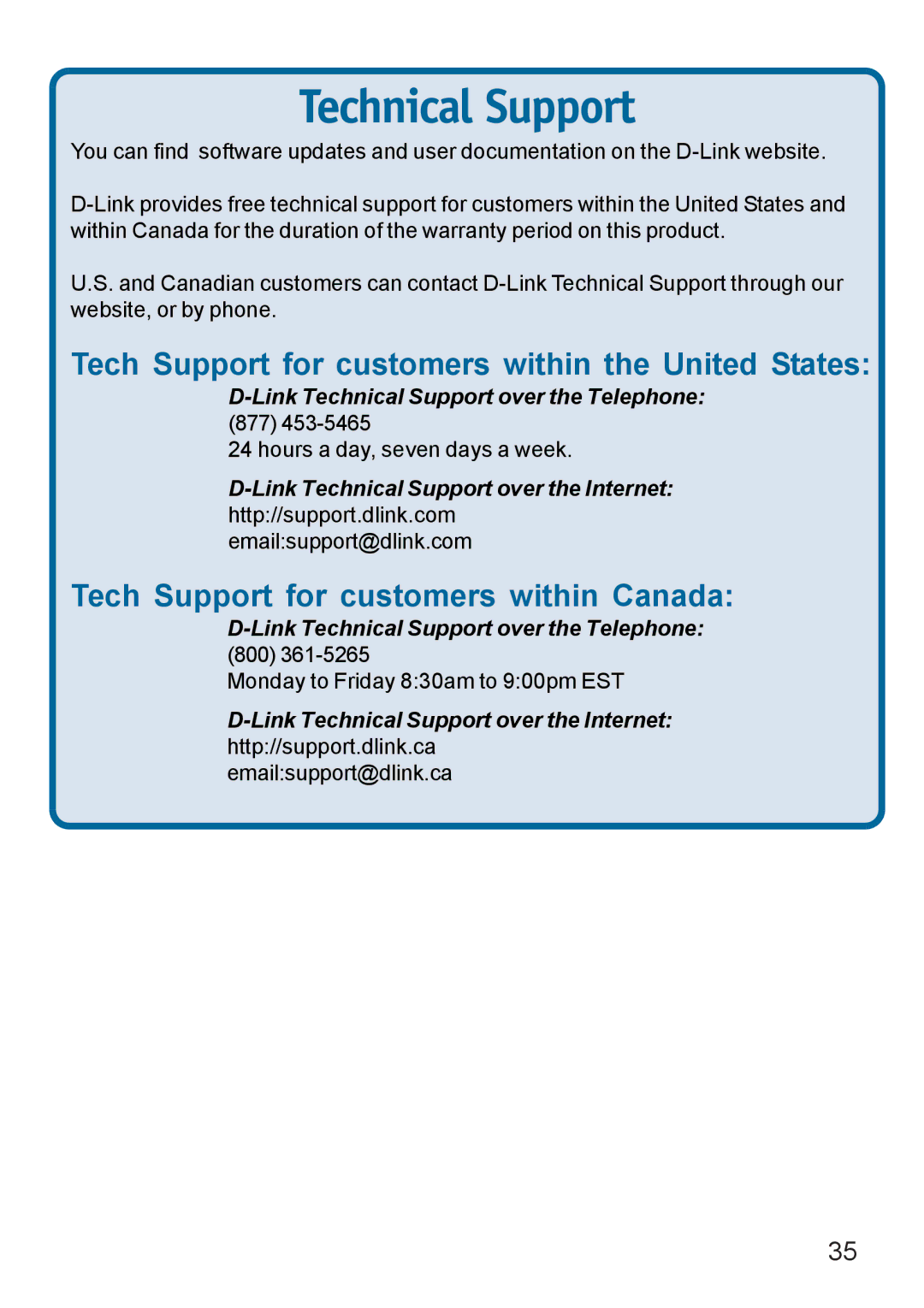 D-Link DWL-120+ manual Technical Support 