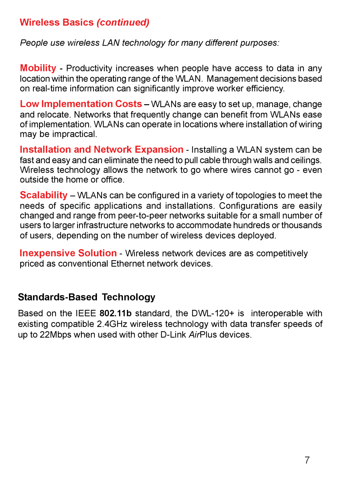 D-Link DWL-120+ manual Wireless Basics, Standards-Based Technology 