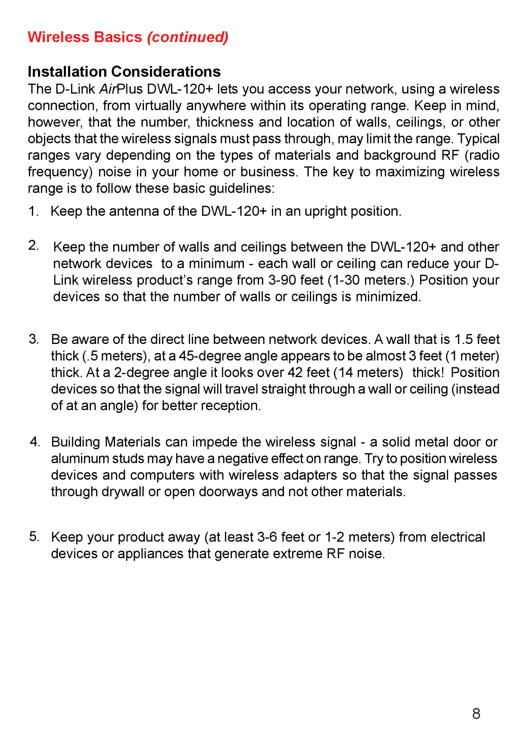 D-Link DWL-120+ manual Installation Considerations 