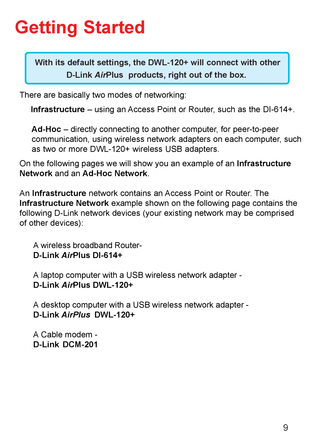 D-Link DWL-120+ manual Getting Started 