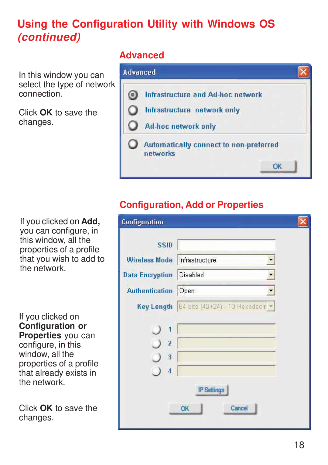 D-Link DWL-122 manual Configuration, Add or Properties 