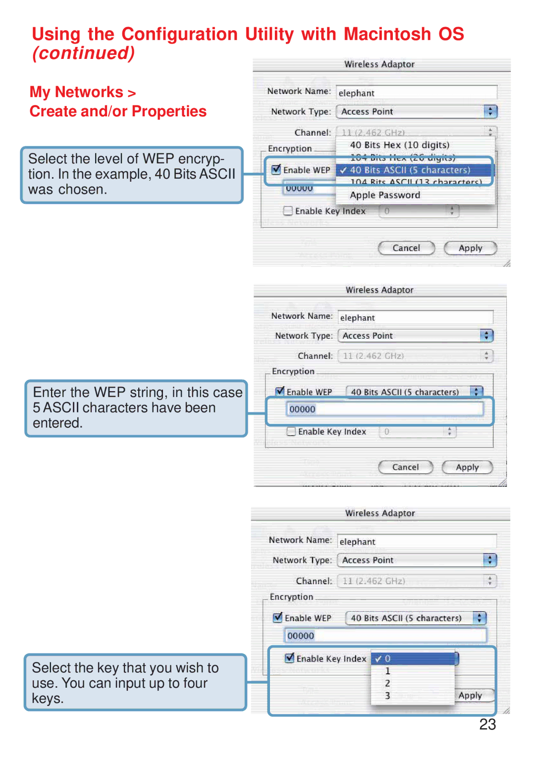 D-Link DWL-122 manual My Networks Create and/or Properties 