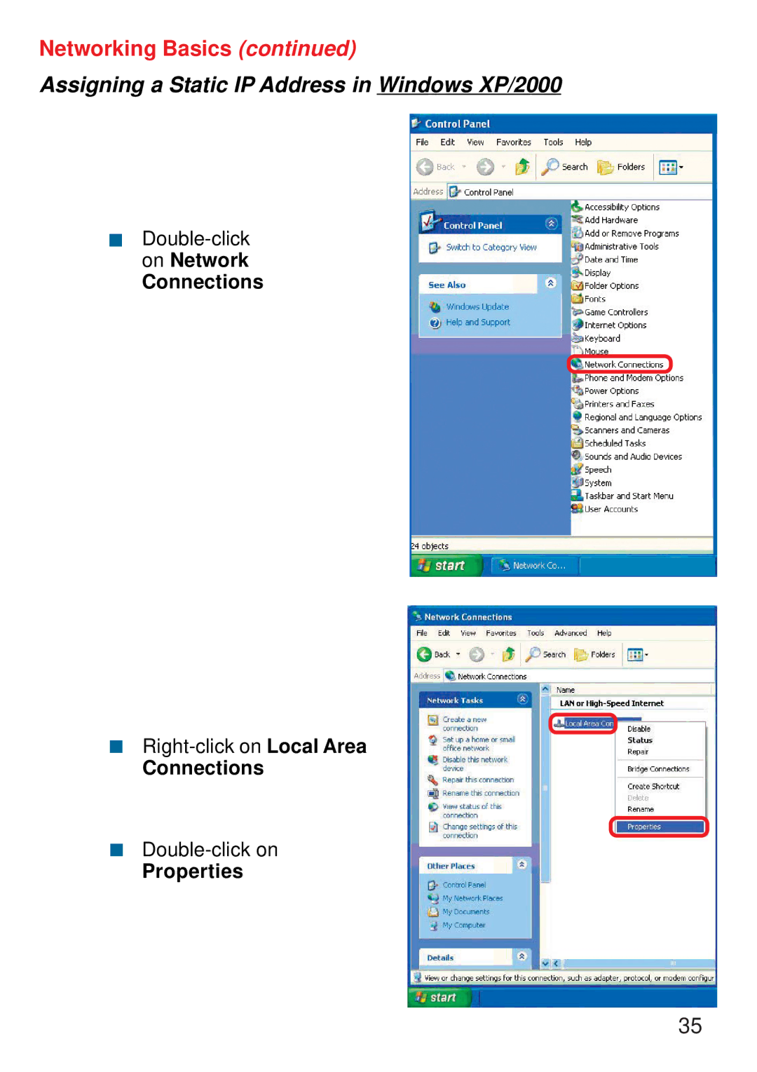 D-Link DWL-122 manual Connections, Properties 