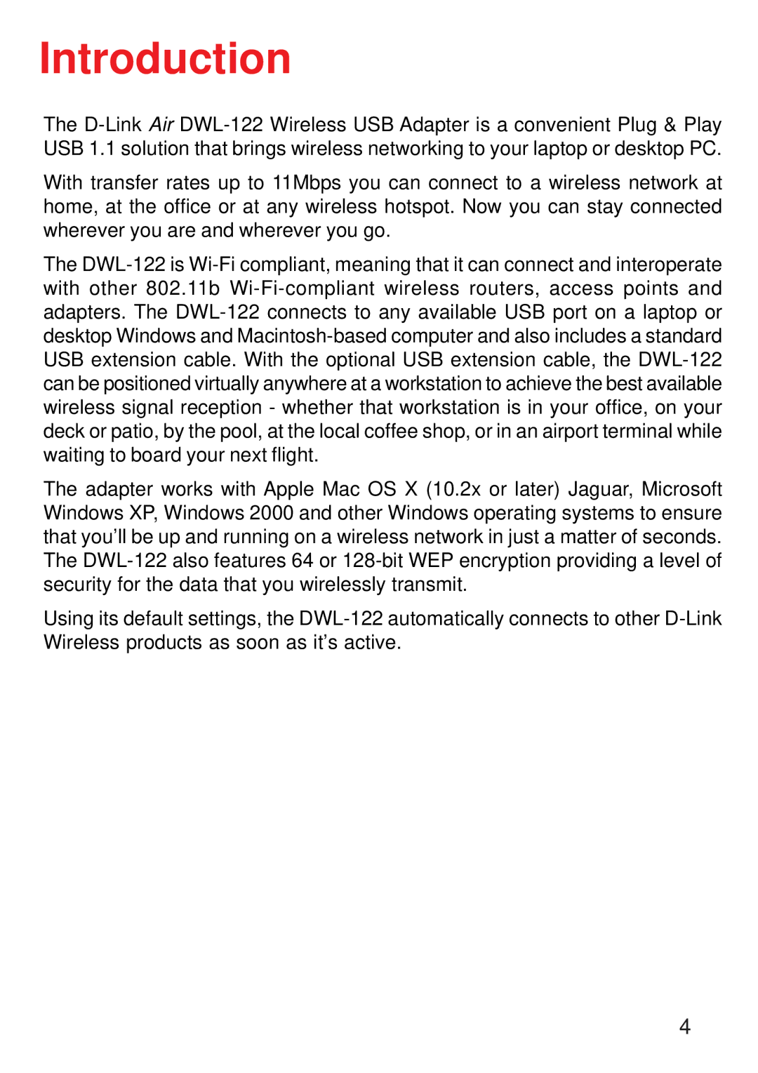 D-Link DWL-122 manual Introduction 