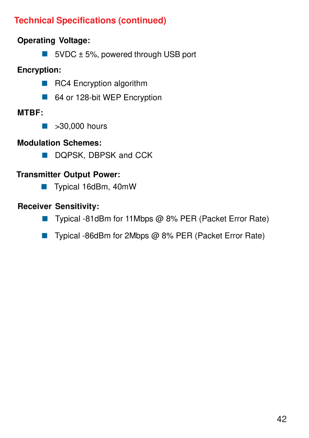 D-Link DWL-122 manual Technical Specifications 