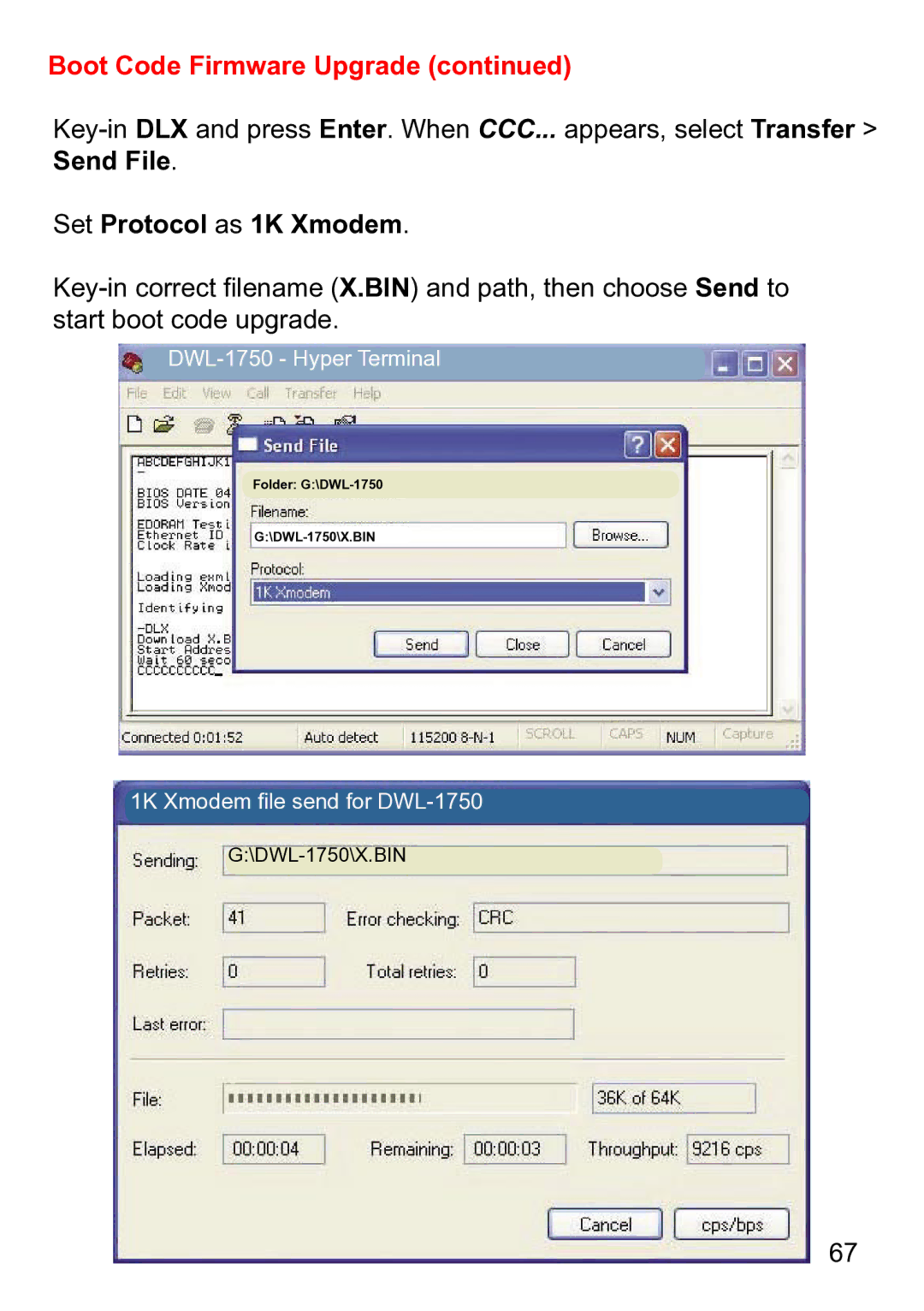 D-Link DWL-1750 warranty Set Protocol as 1K Xmodem 