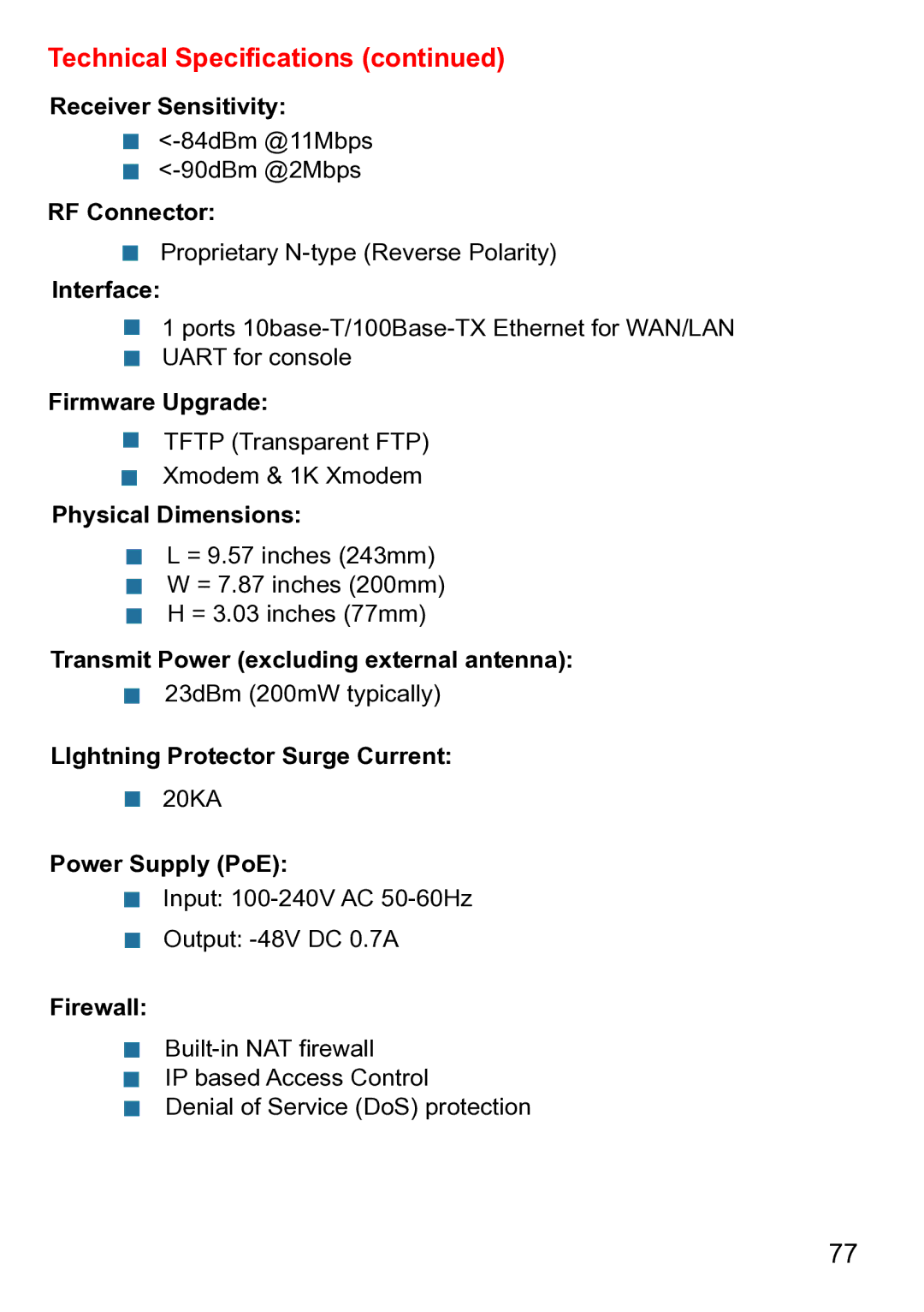 D-Link DWL-1750 warranty Technical Speciﬁcations 