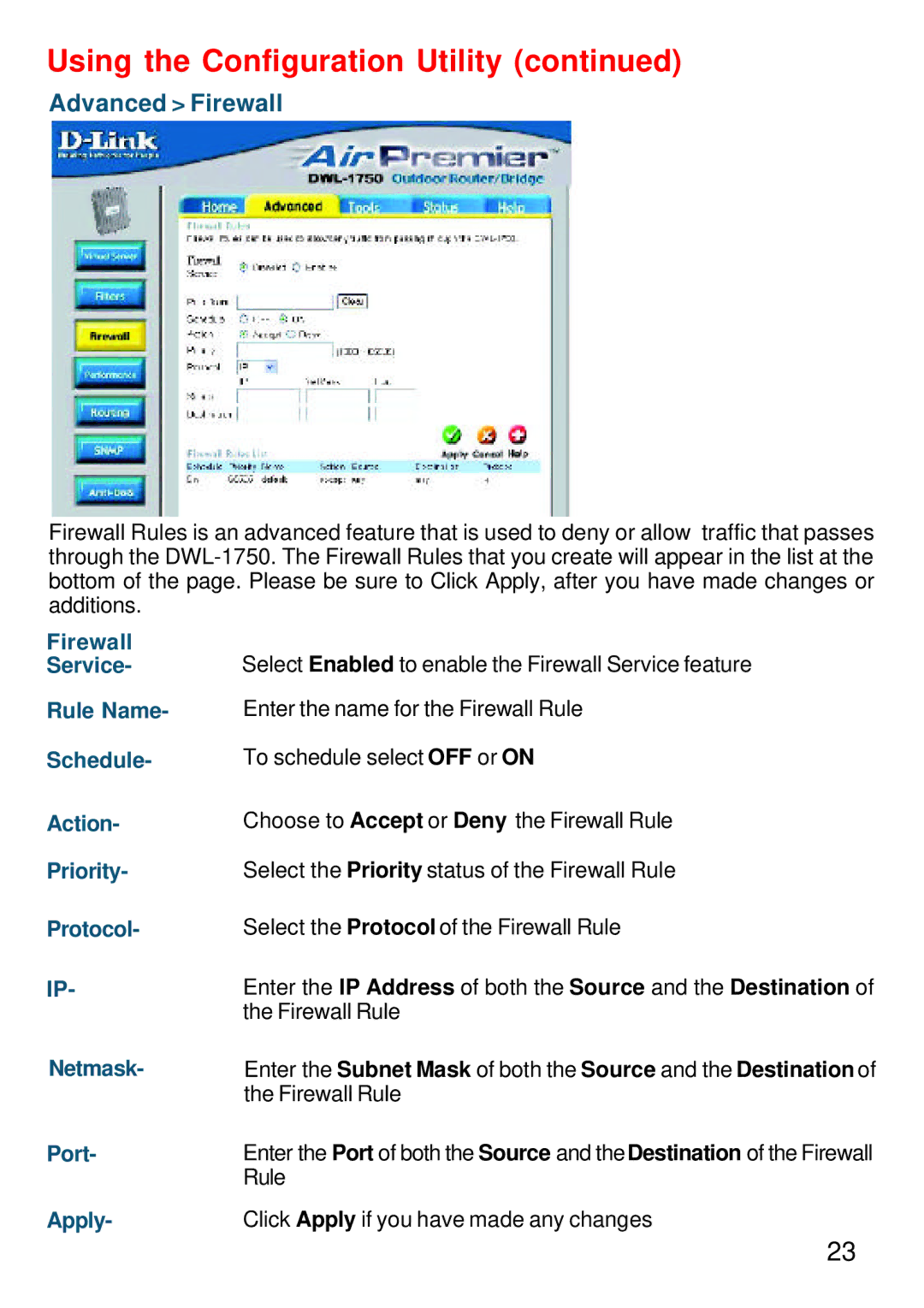 D-Link DWL-1750 warranty Advanced Firewall 