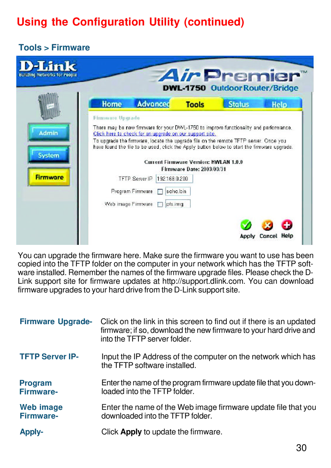 D-Link DWL-1750 warranty Tools Firmware 