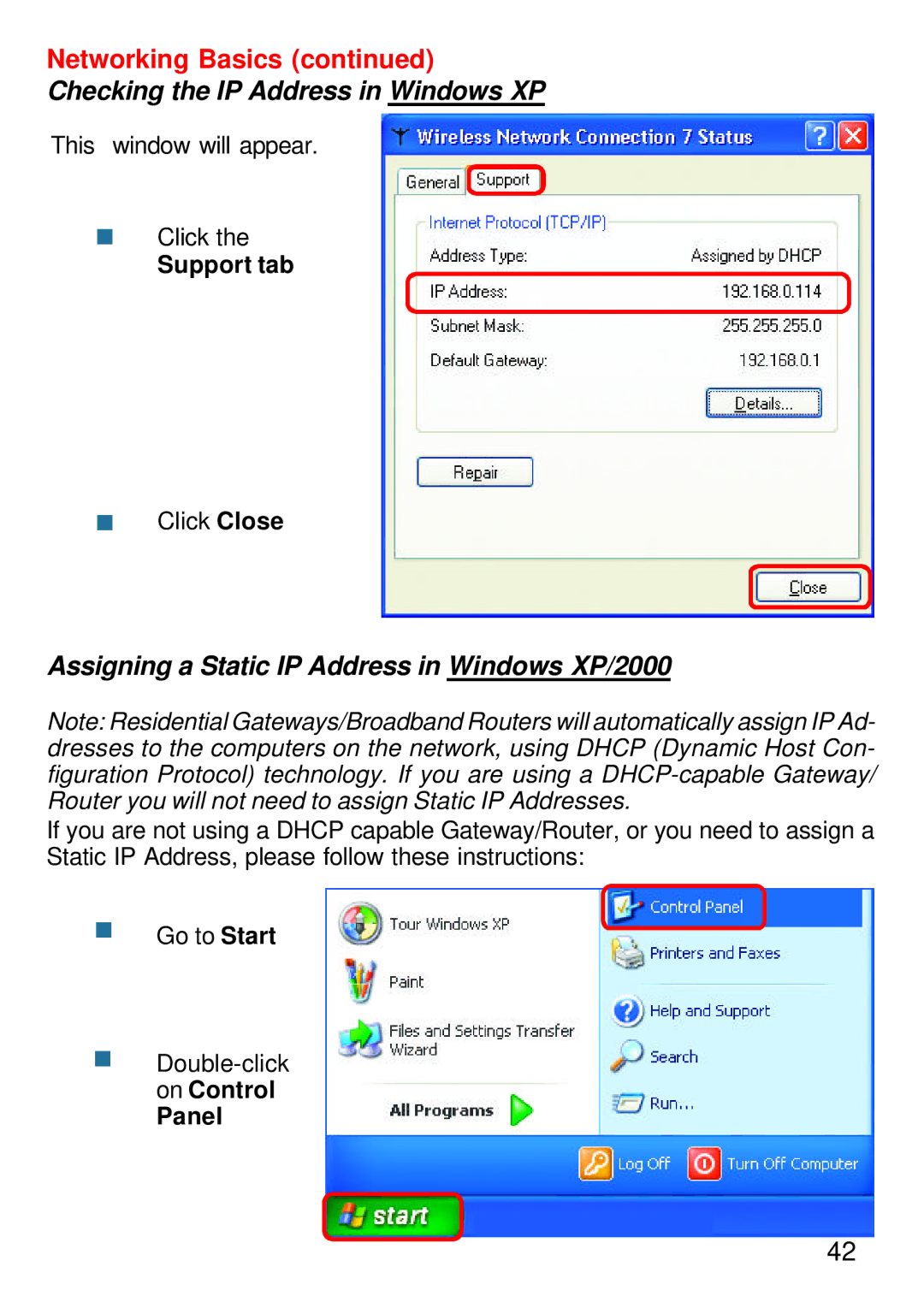 D-Link DWL-1750 warranty Assigning a Static IP Address in Windows XP/2000 