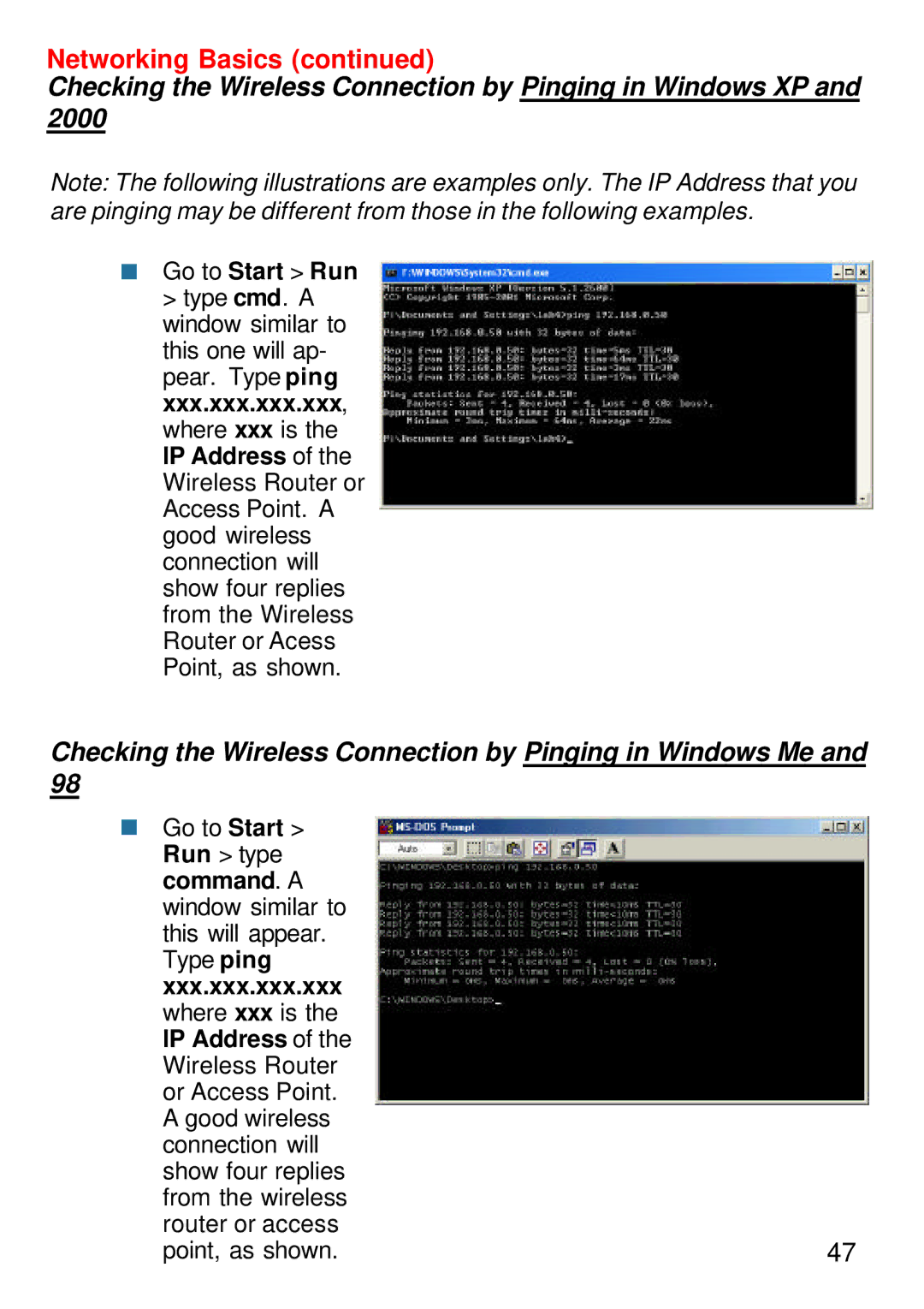 D-Link DWL-1750 warranty Checking the Wireless Connection by Pinging in Windows Me 