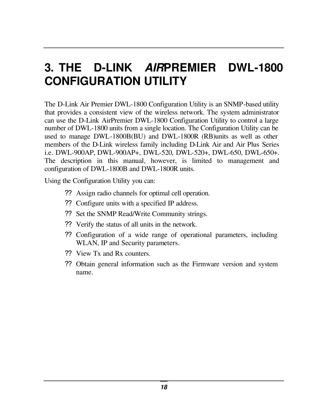 D-Link user manual D-LINK Airpremier DWL-1800 Configuration Utility 