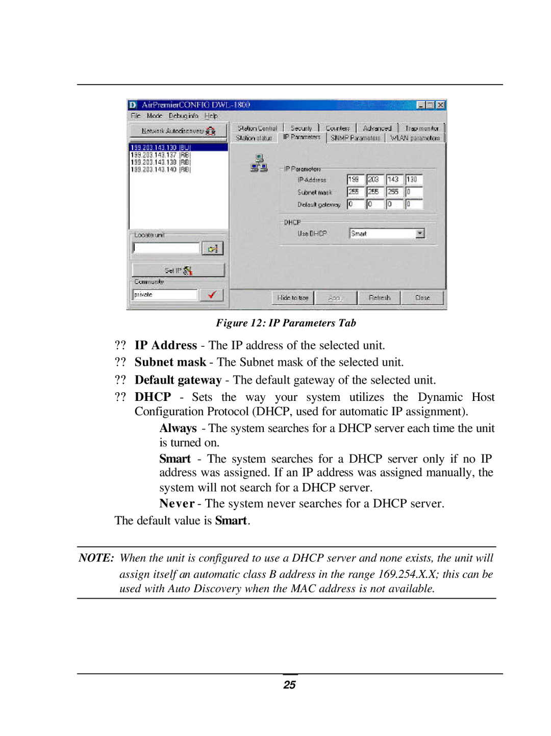 D-Link DWL-1800 user manual IP Parameters Tab 