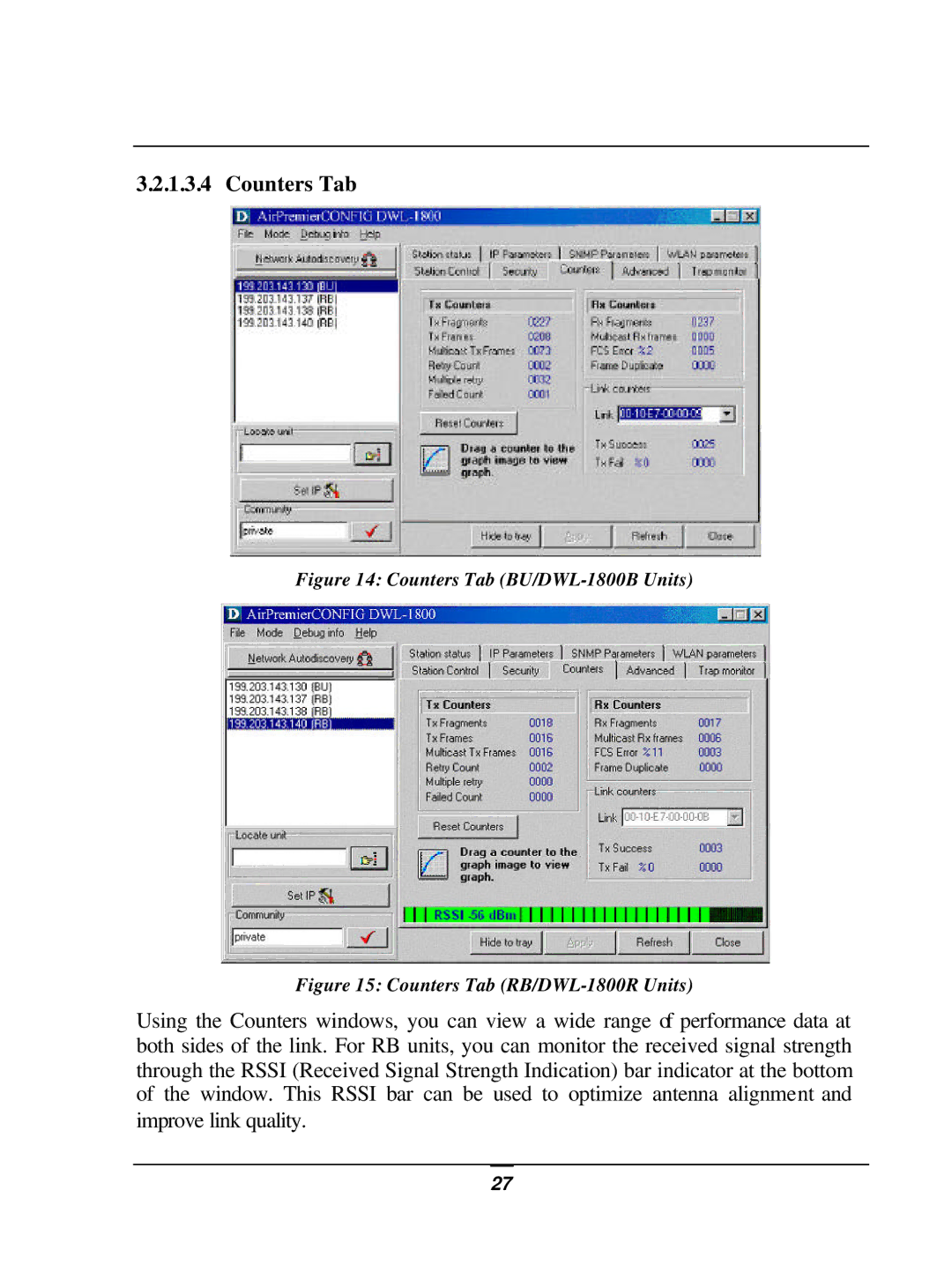 D-Link user manual Counters Tab BU/DWL-1800B Units 