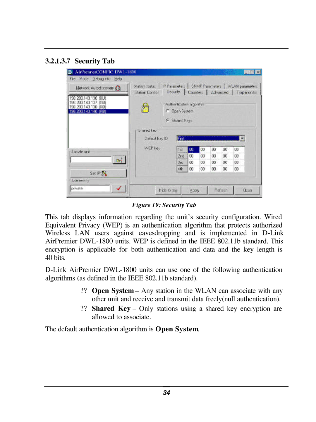 D-Link DWL-1800 user manual Security Tab 