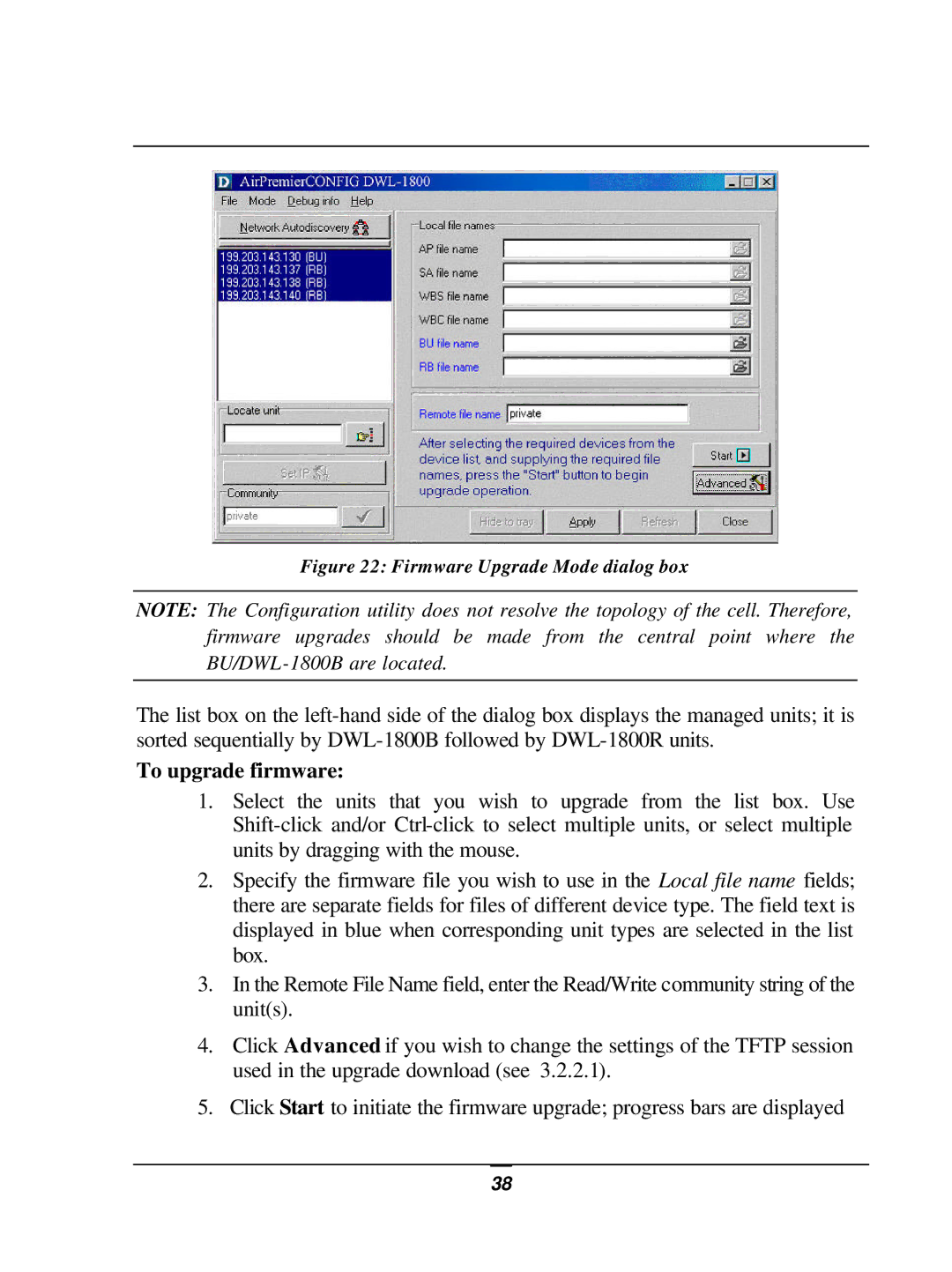 D-Link DWL-1800 user manual To upgrade firmware, Firmware Upgrade Mode dialog box 