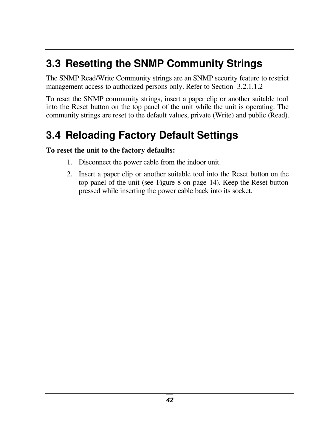 D-Link DWL-1800 user manual Resetting the Snmp Community Strings, Reloading Factory Default Settings 