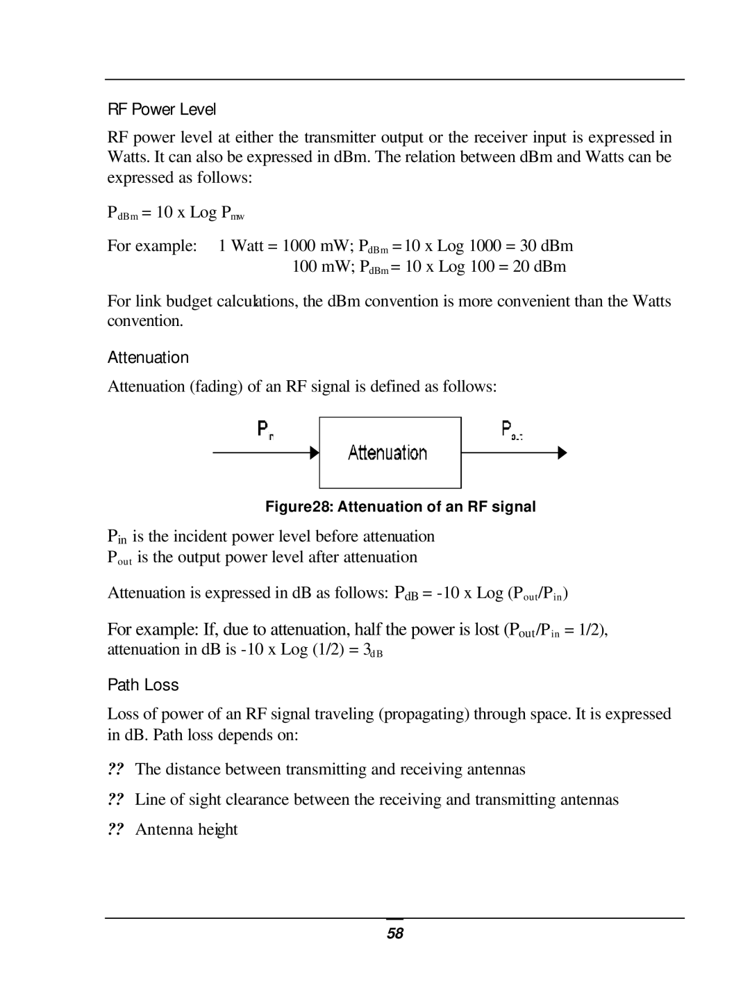 D-Link DWL-1800 user manual RF Power Level, Attenuation 