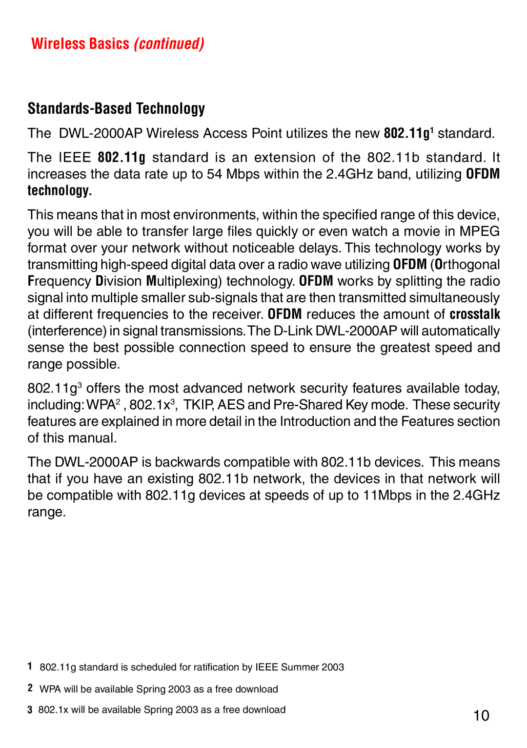 D-Link DWL-2000AP manual Standards-Based Technology 