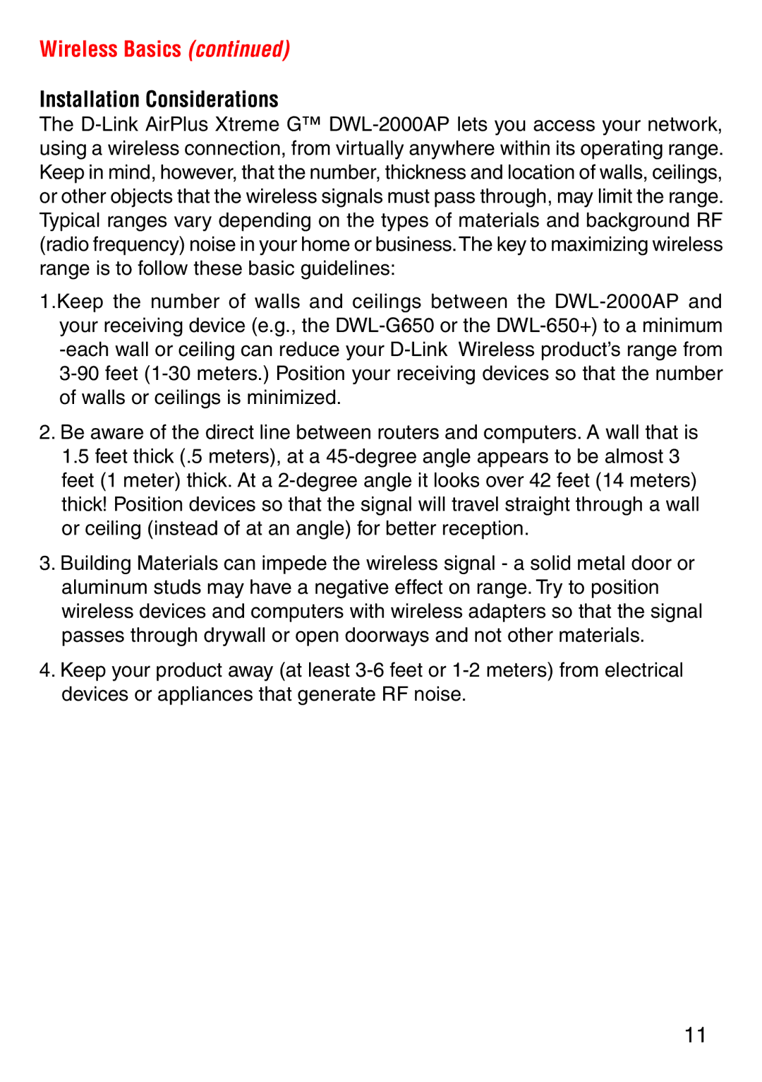 D-Link DWL-2000AP manual Installation Considerations 