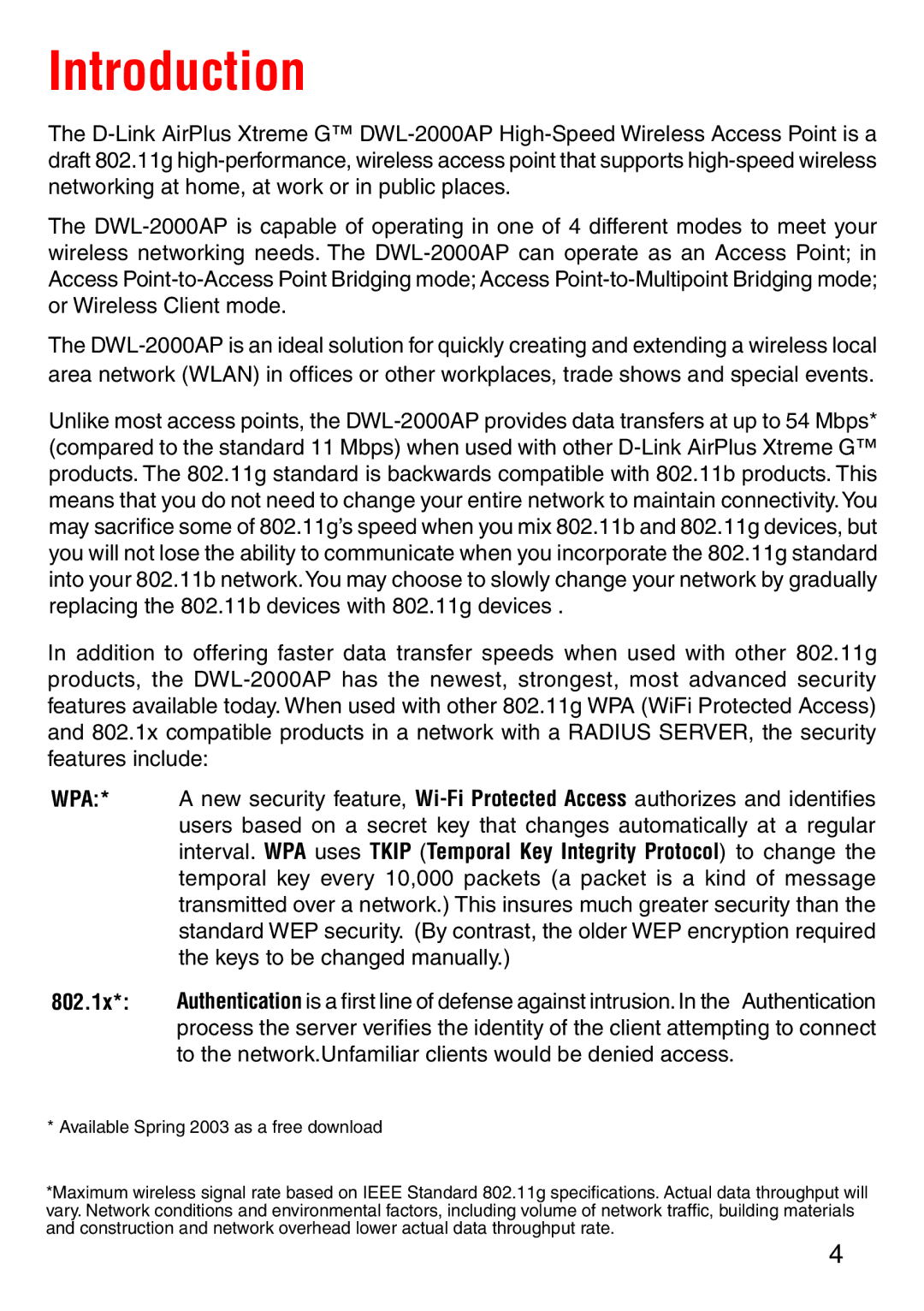 D-Link DWL-2000AP manual Introduction, Wpa 