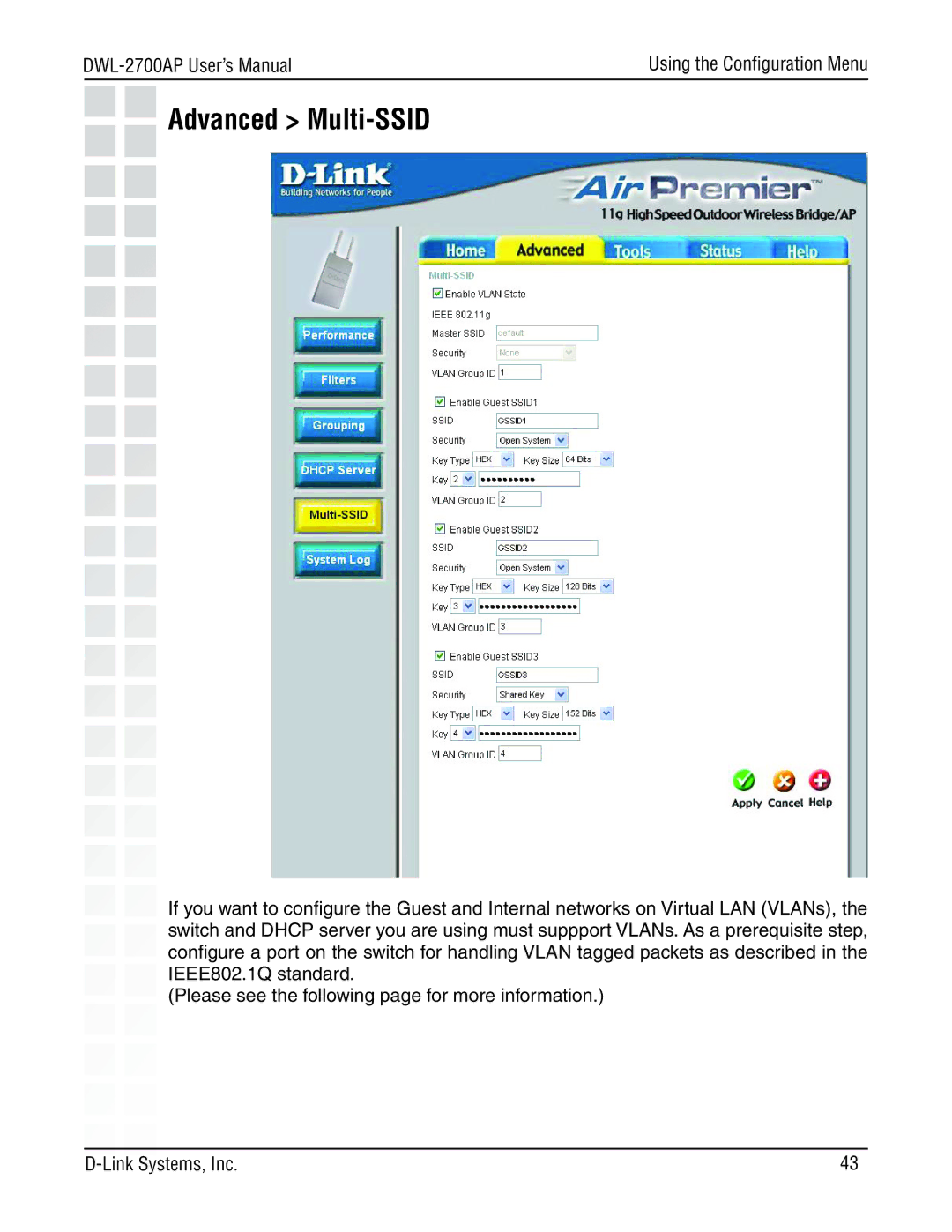 D-Link DWL-2700AP manual Advanced Multi-SSID 