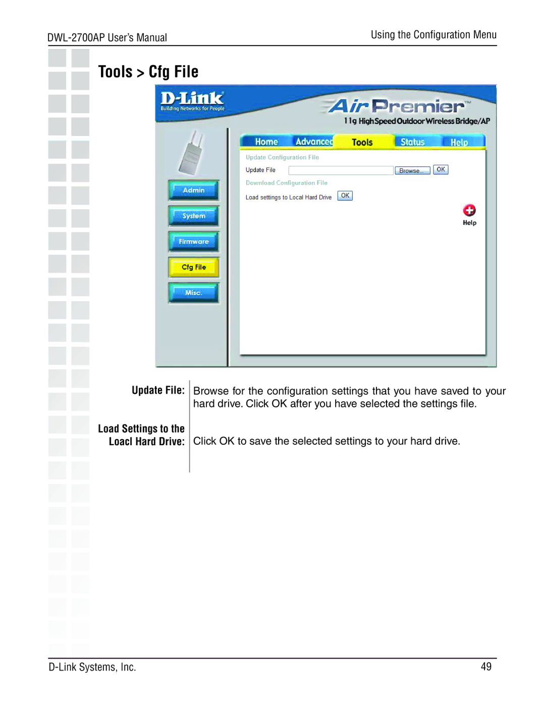 D-Link DWL-2700AP manual Tools Cfg File 