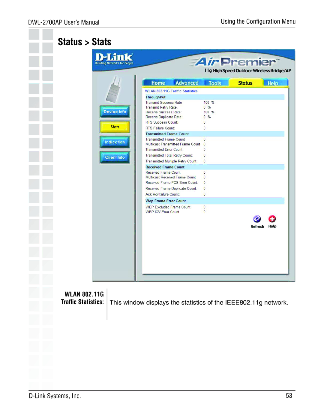 D-Link DWL-2700AP manual Status Stats 