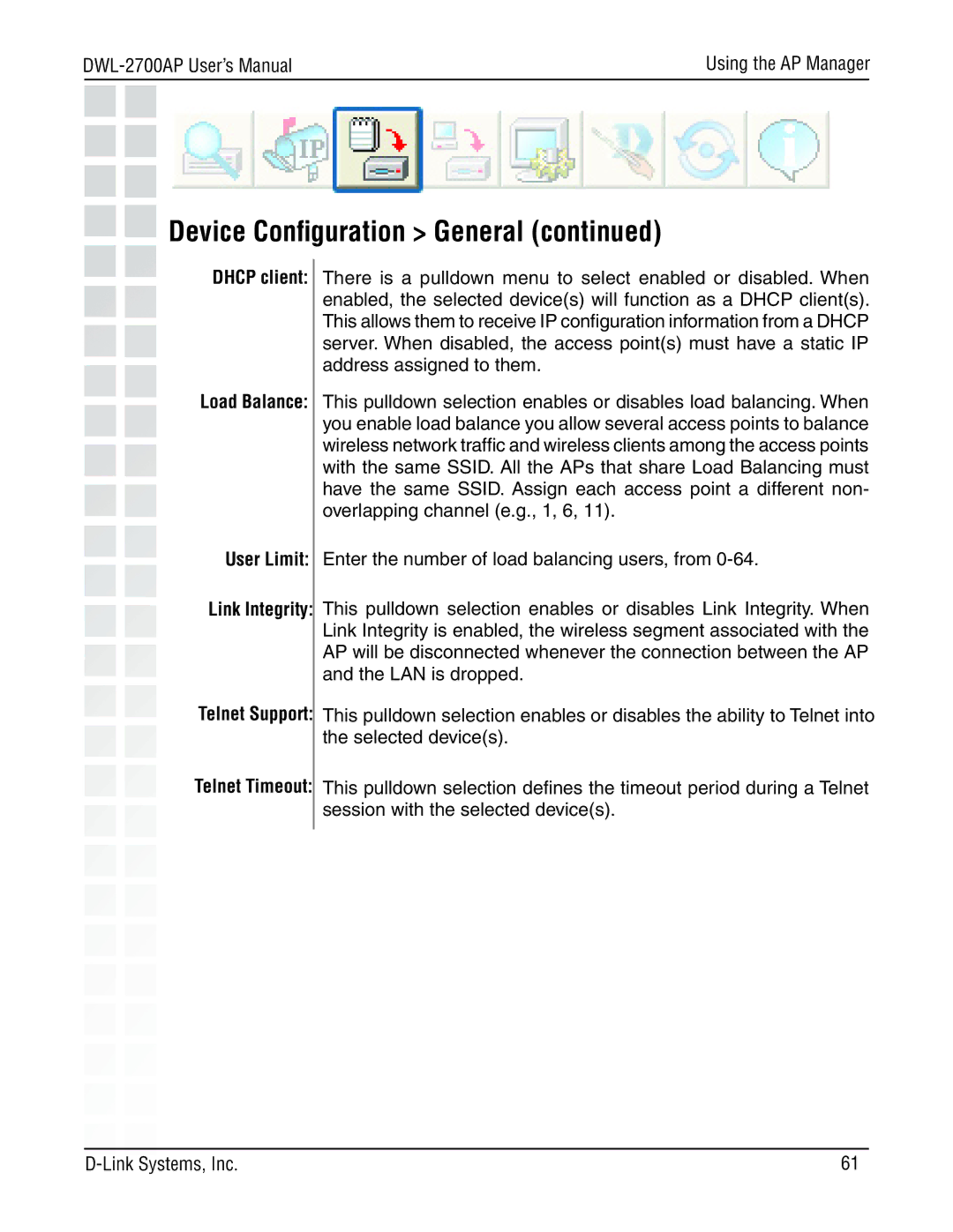 D-Link DWL-2700AP manual Dhcp client Load Balance 