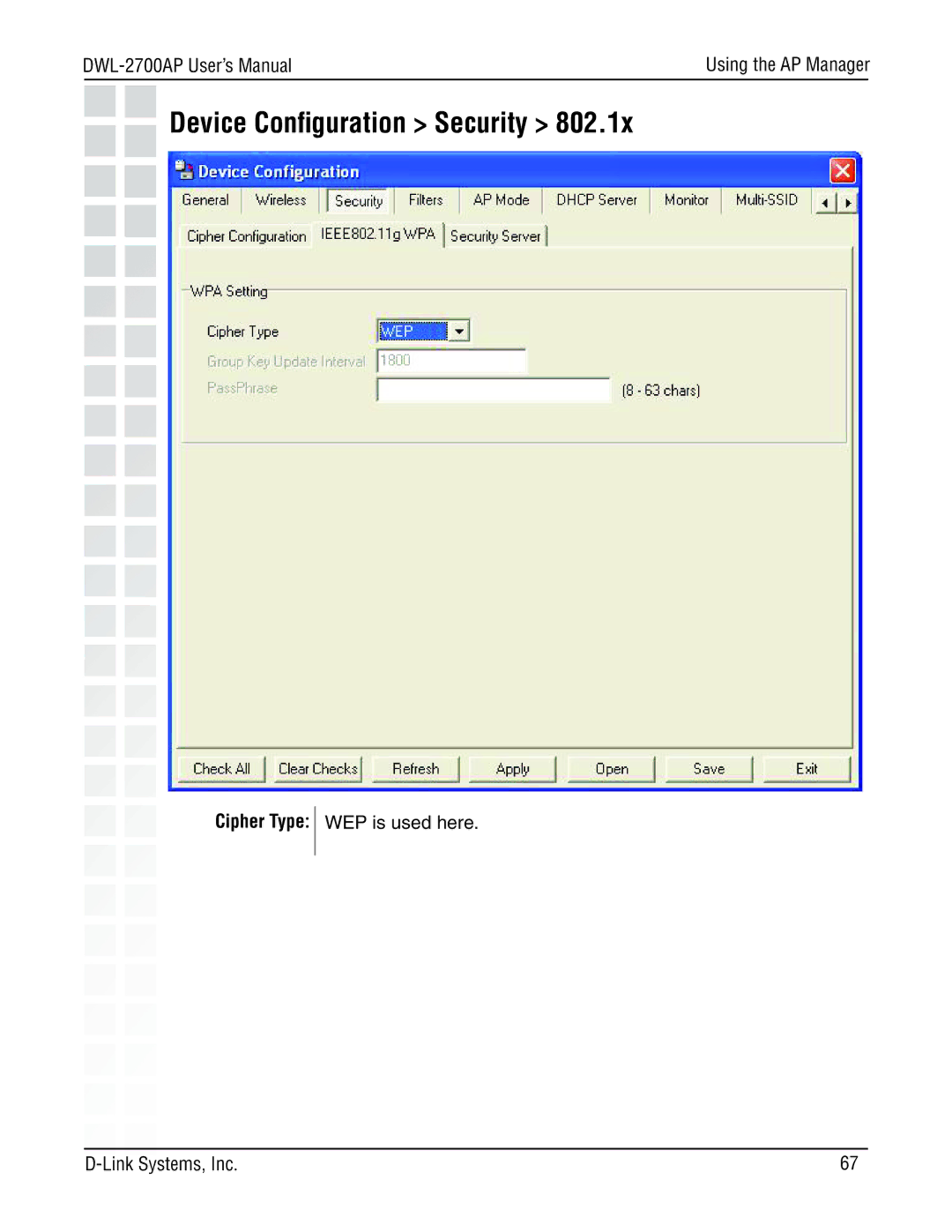 D-Link DWL-2700AP manual WEP is used here Link Systems, Inc 