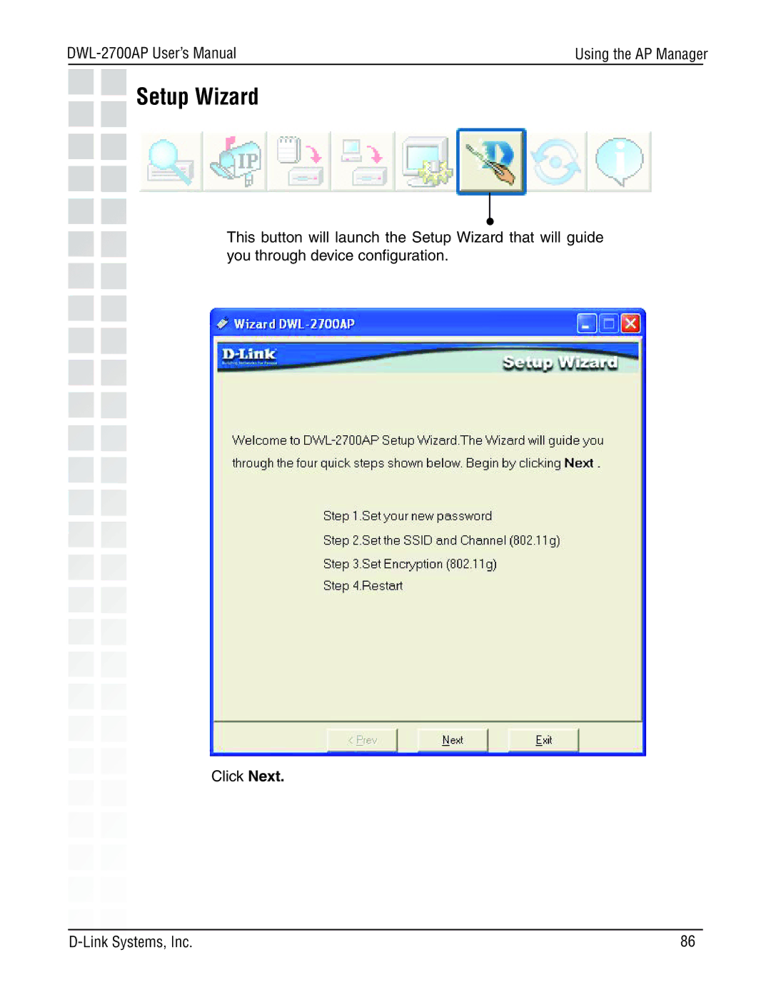 D-Link DWL-2700AP manual Setup Wizard 