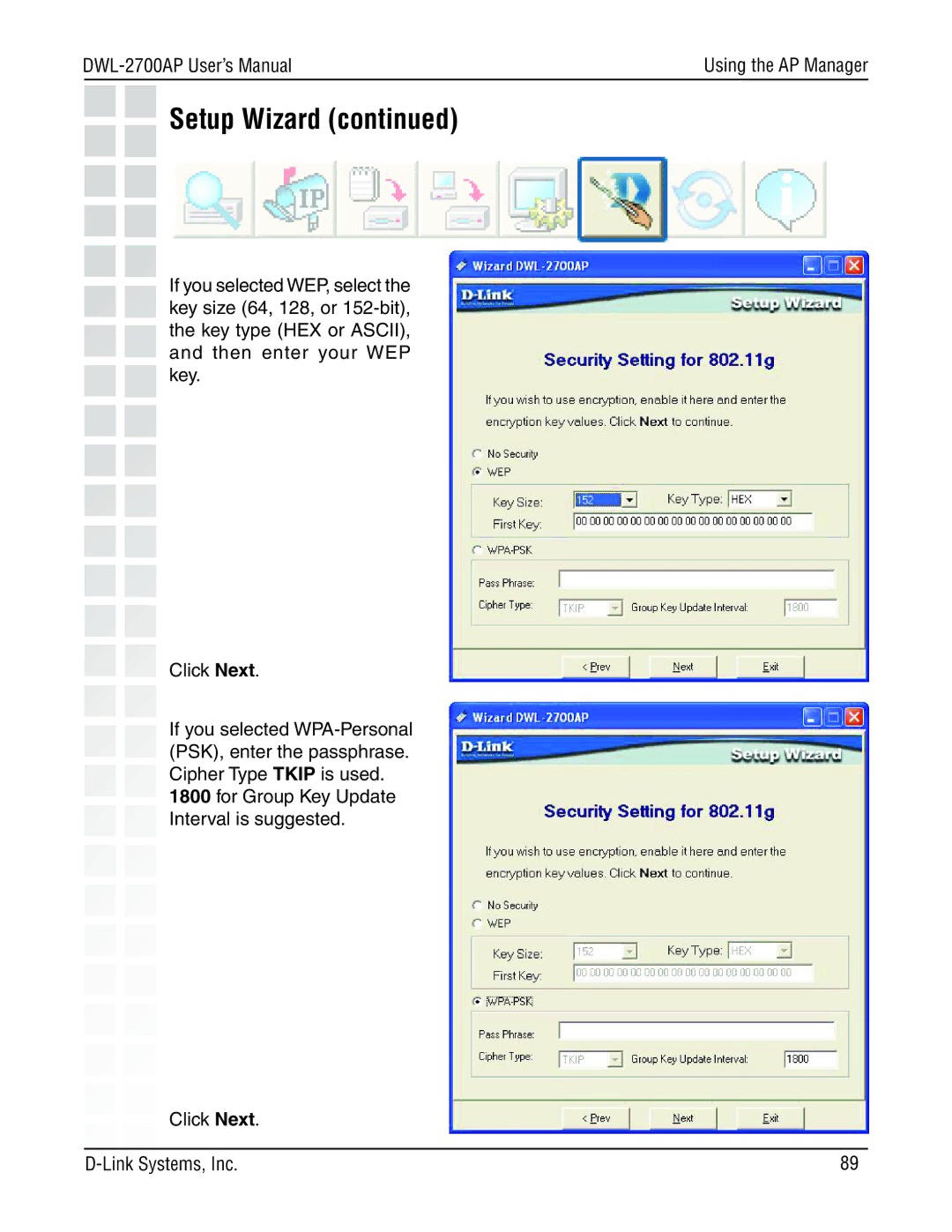 D-Link DWL-2700AP manual Setup Wizard 